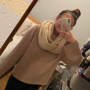CREAM KNIT INFINITY SCARF